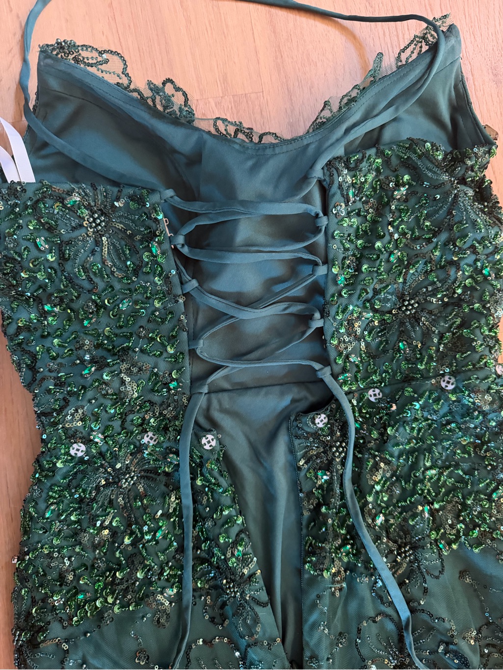 Emerald Green Custom-Made Ballbella Sequin Gown — image 5 of 8